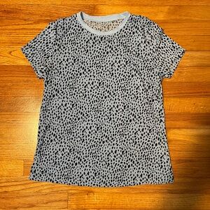 Women’s blue leopard print t-shirt tee top black animal printed cheetah crewneck
